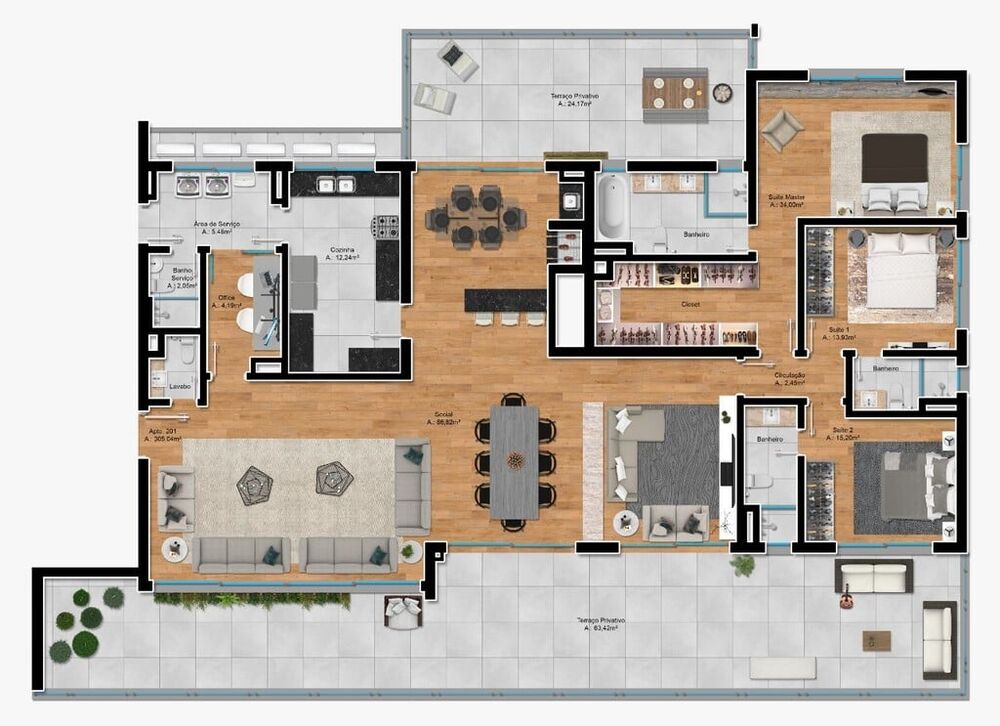 Apartamento à venda com 4 quartos, 217m² - Foto 8