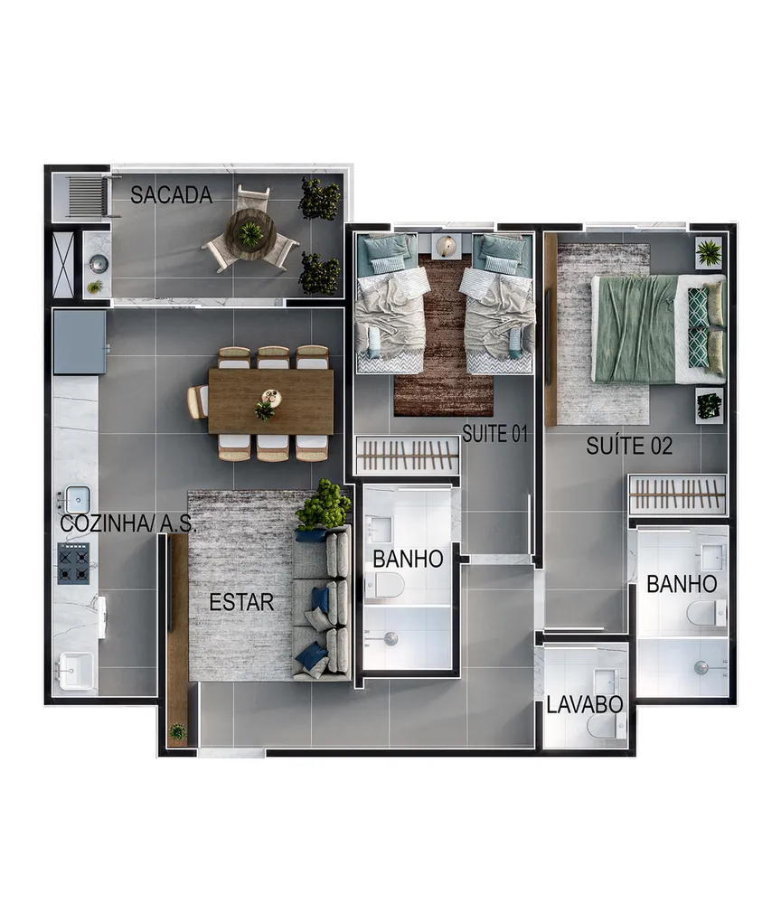 Apartamento, 2 quartos, 75 m² - Foto 2