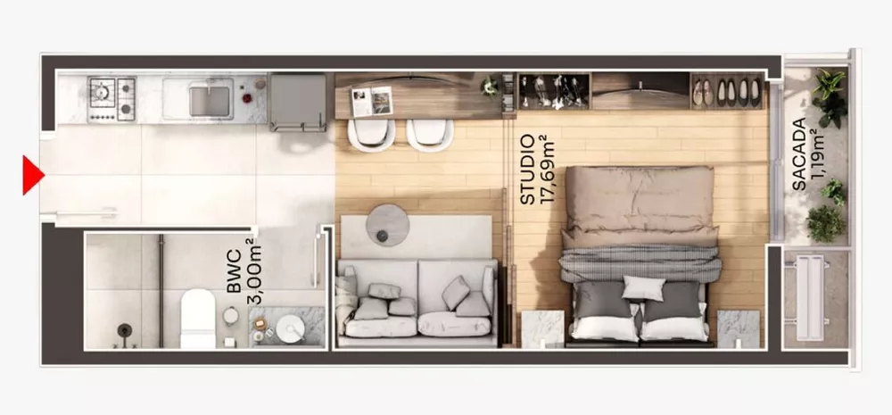 Apartamento, 1 quarto, 58 m² - Foto 3