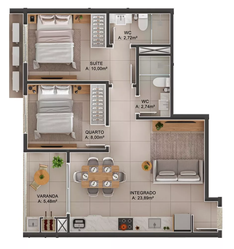Apartamento, 2 quartos, 64 m² - Foto 2