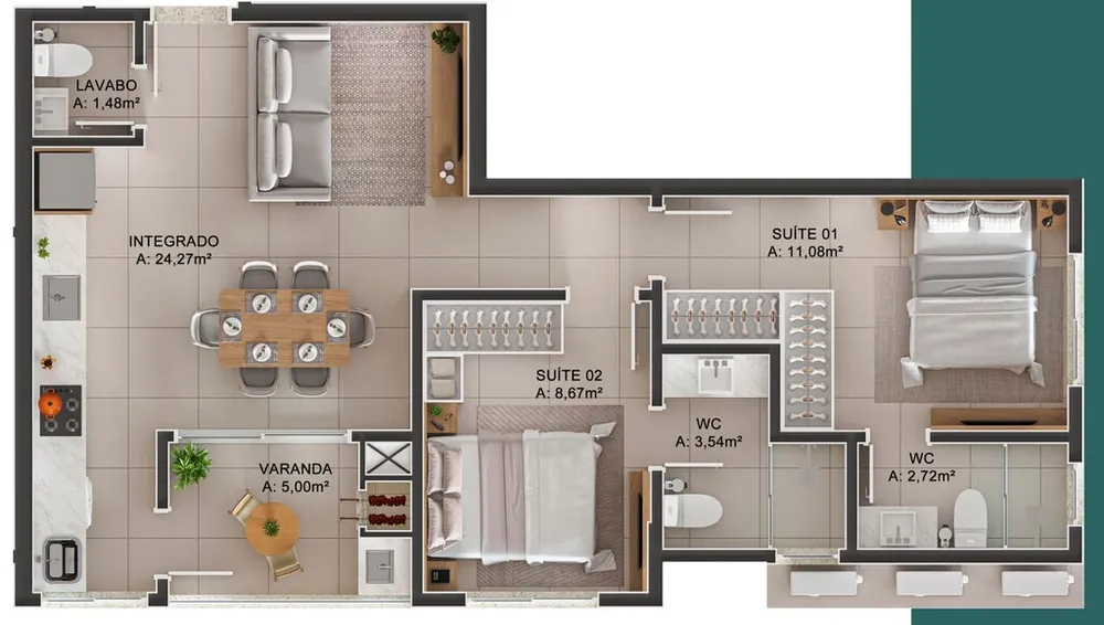 Apartamento, 2 quartos, 64 m² - Foto 12