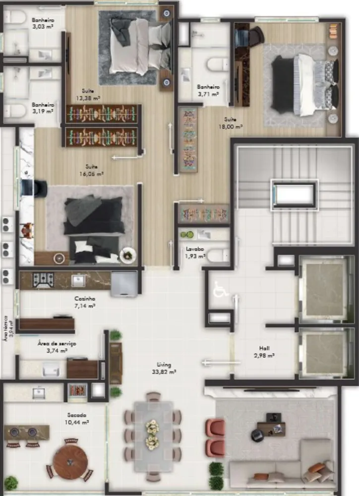 Apartamento, 3 quartos, 135 m² - Foto 1