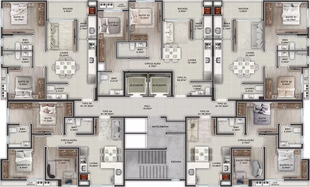 Apartamento, 2 quartos, 69 m² - Foto 3