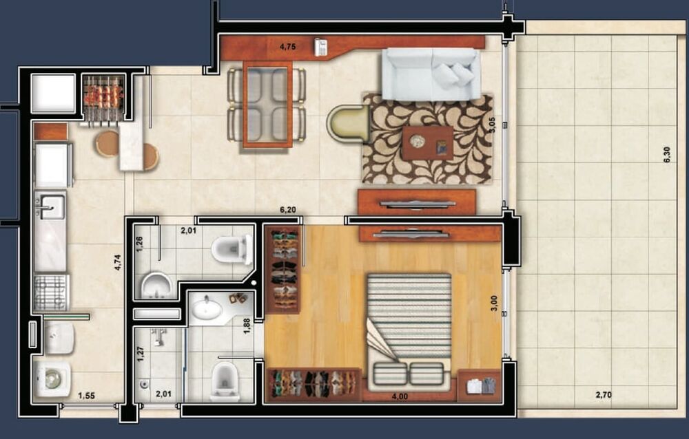 Apartamento, 2 quartos, 83 m² - Foto 1