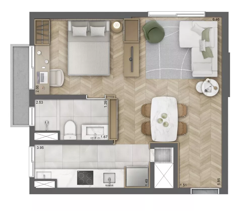 Apartamento, 1 quarto, 26 m² - Foto 2