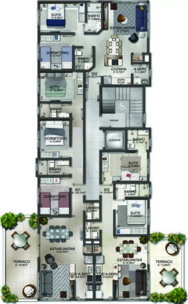 Apartamento à venda com 2 quartos, 206m² - Foto 8