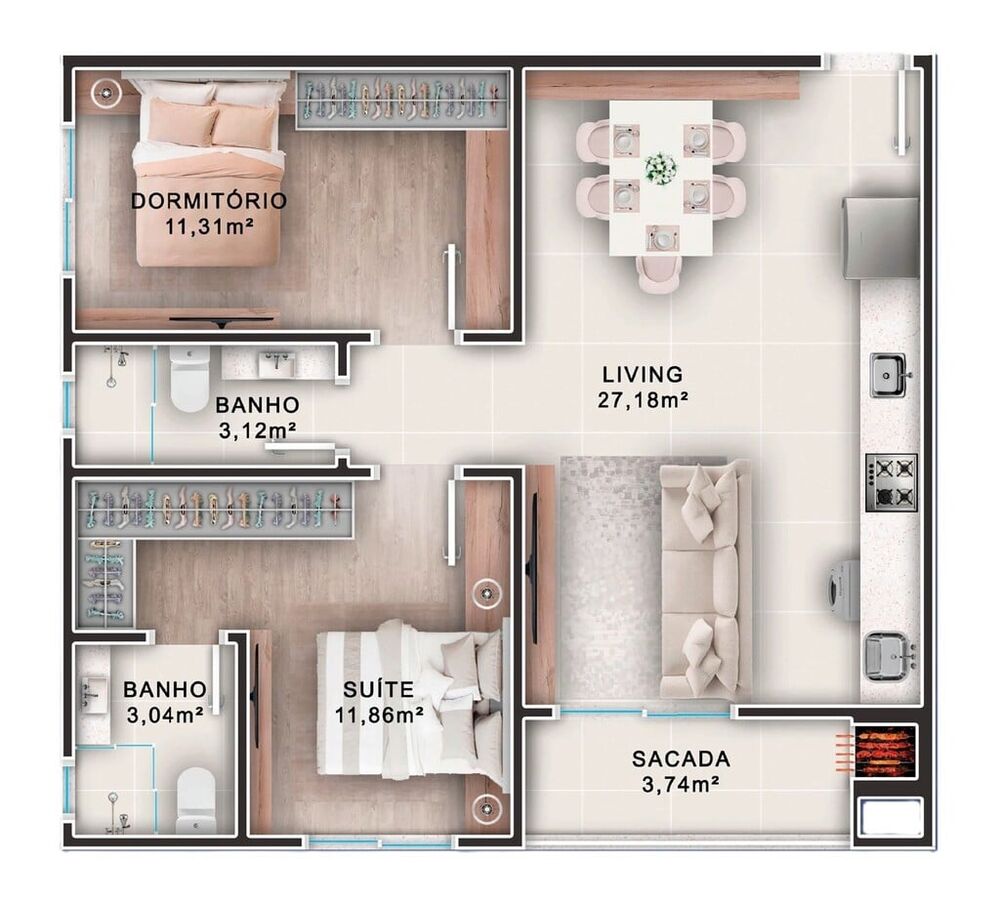 Apartamento, 2 quartos, 75 m² - Foto 3