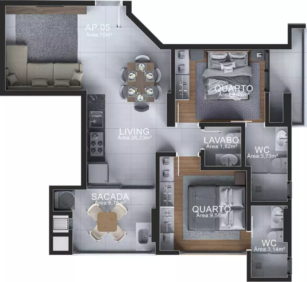 Apartamento, 3 quartos, 69 m² - Foto 8