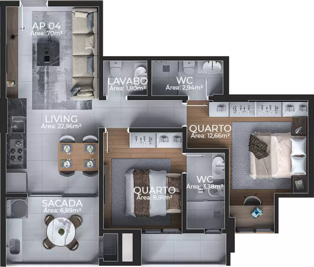 Apartamento, 3 quartos, 69 m² - Foto 21