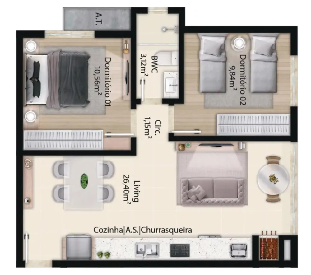 Apartamento, 2 quartos, 58 m² - Foto 4