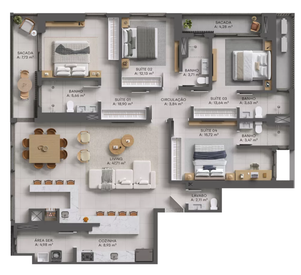 Apartamento, 4 quartos, 186 m² - Foto 1