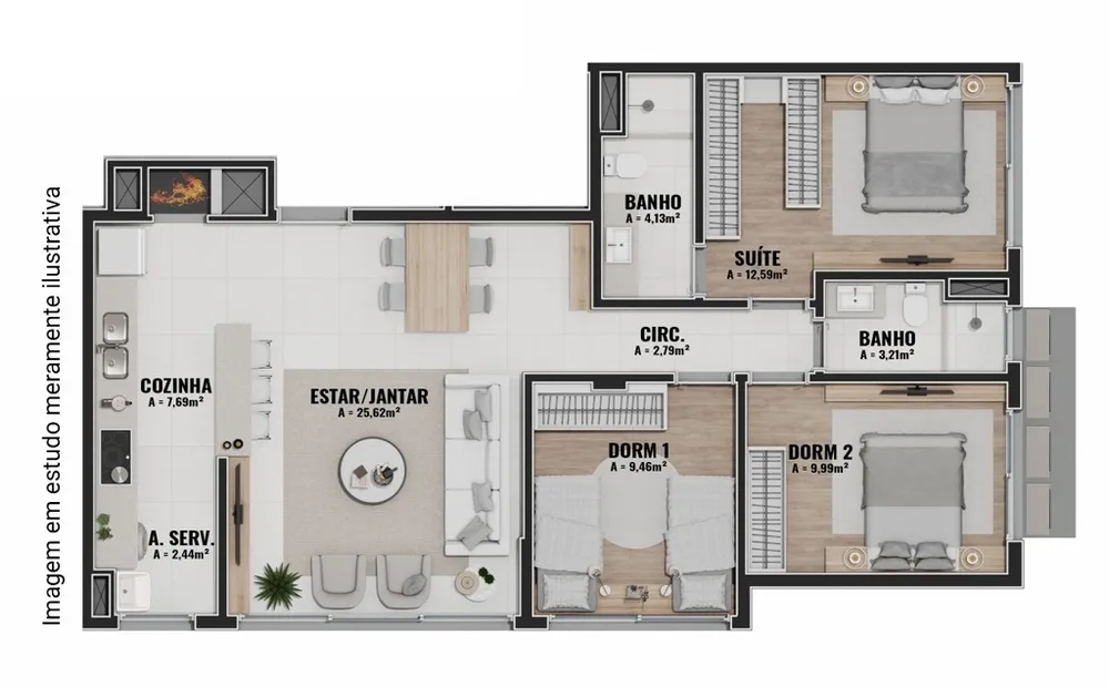 Apartamento, 1 quarto, 51 m² - Foto 10