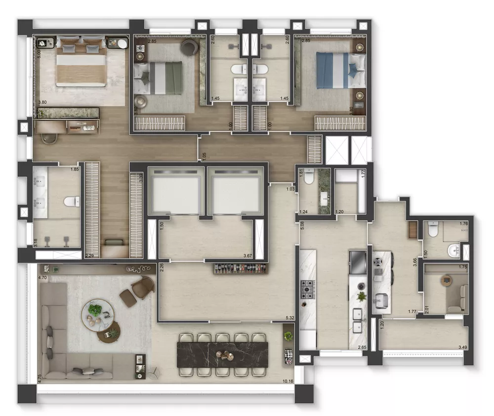 Apartamento, 3 quartos, 207 m² - Foto 1