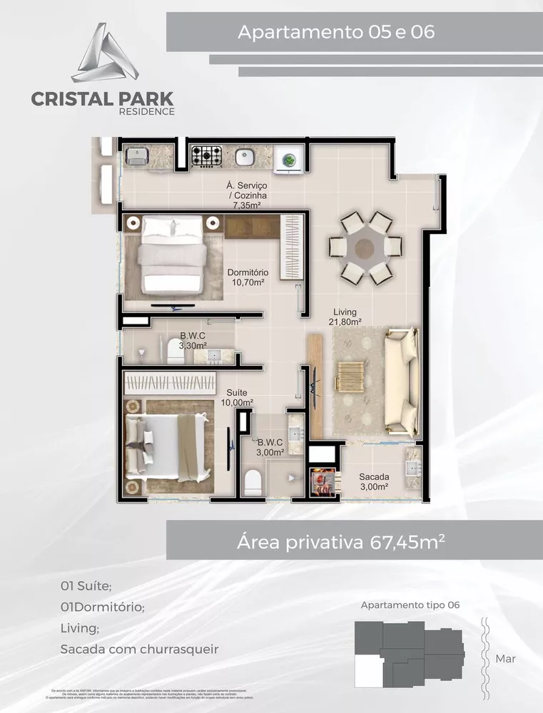 Apartamento, 2 quartos, 59 m² - Foto 2