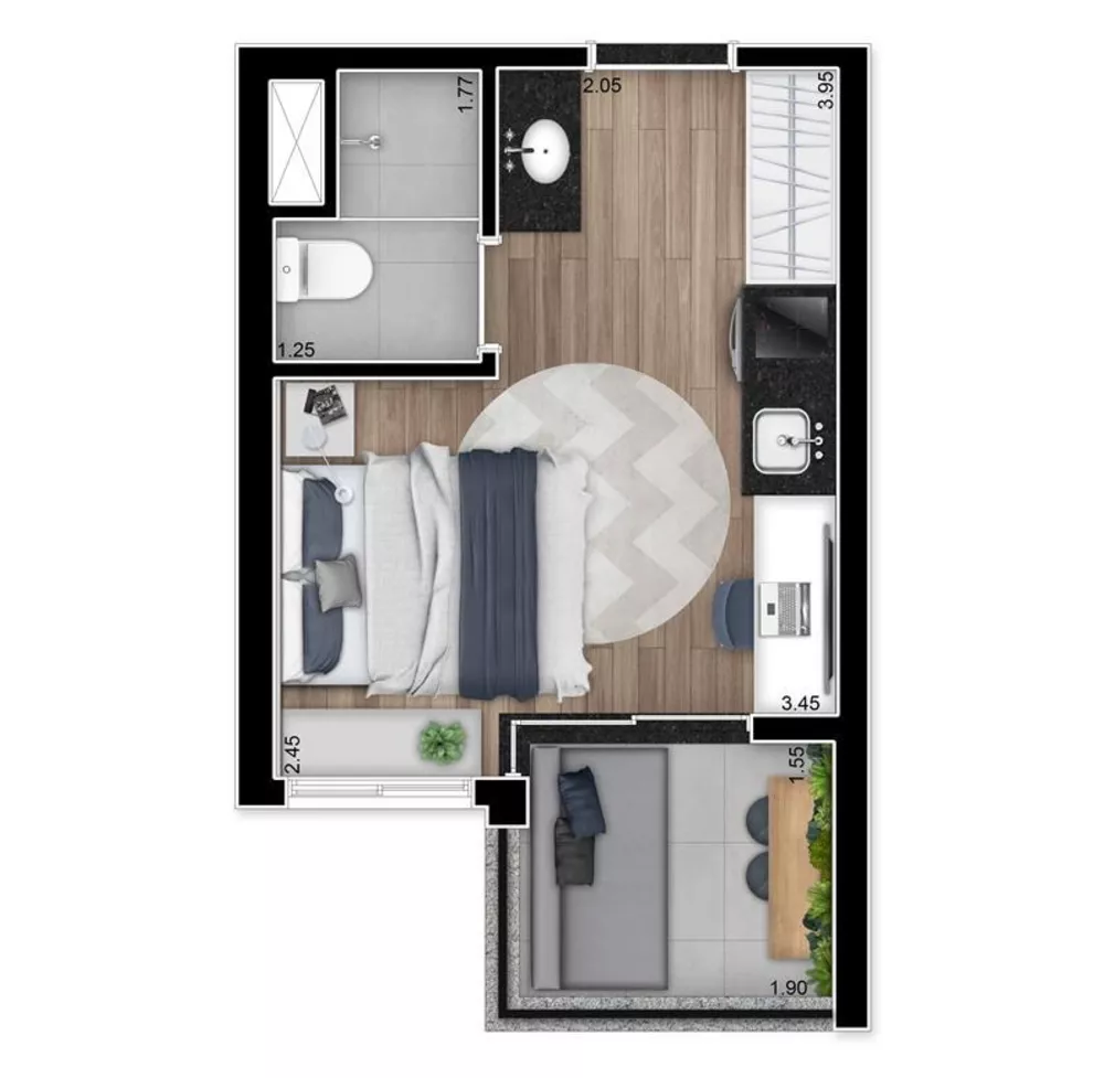 Apartamento, 1 quarto, 52 m² - Foto 1