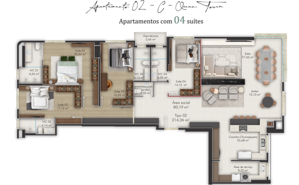 Apartamento, 4 quartos, 195 m² - Foto 3