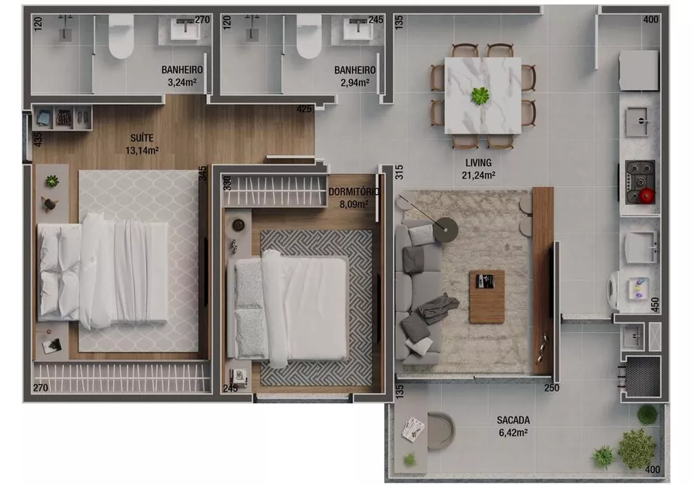 Apartamento, 2 quartos, 64 m² - Foto 2