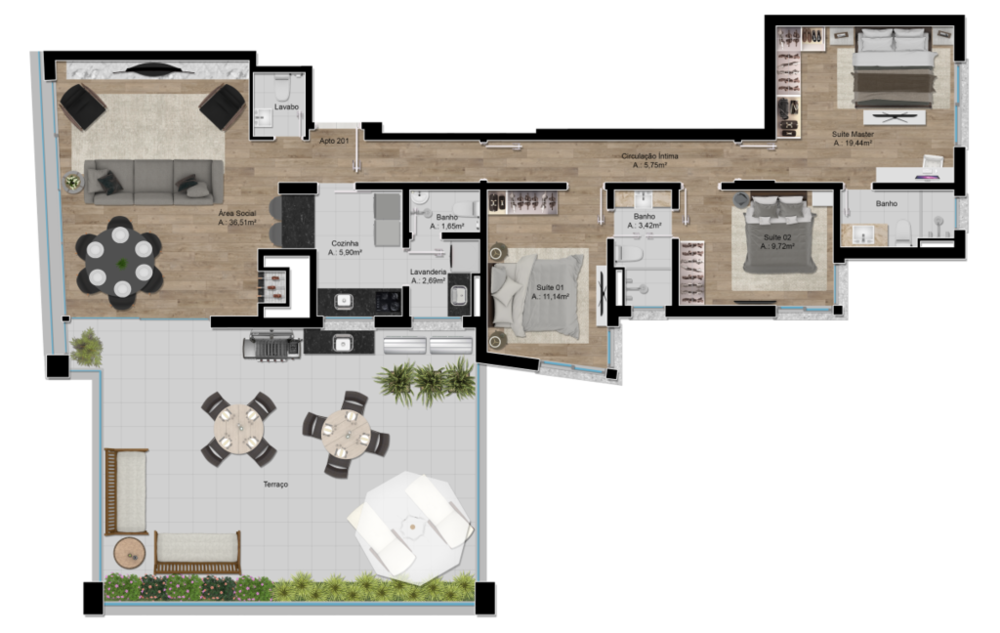Apartamento, 3 quartos, 124 m² - Foto 1