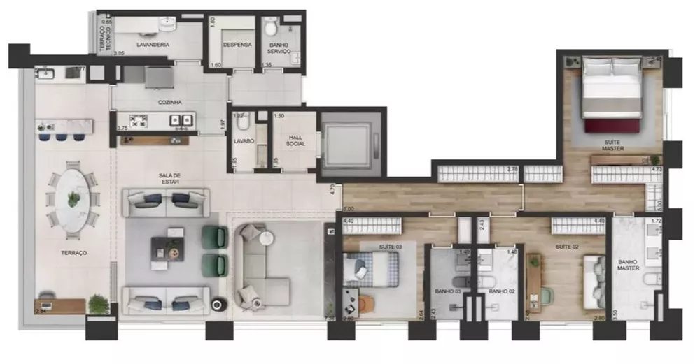 Apartamento, 3 quartos, 192 m² - Foto 2
