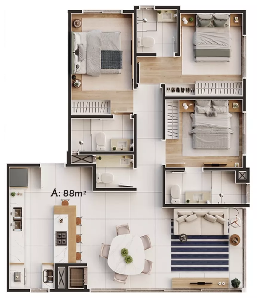 Apartamento, 3 quartos, 89 m² - Foto 4