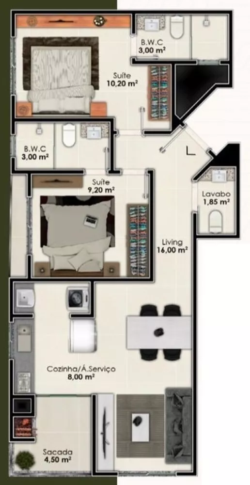 Apartamento, 2 quartos, 68 m² - Foto 3