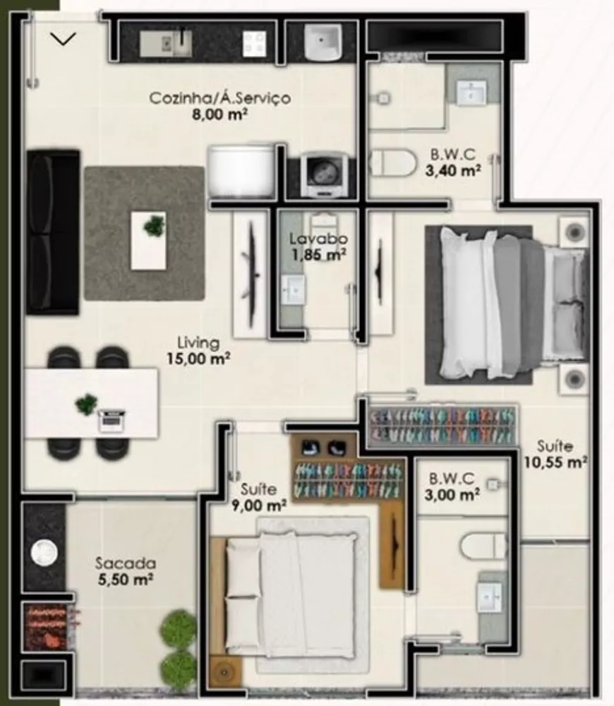 Apartamento, 2 quartos, 68 m² - Foto 1