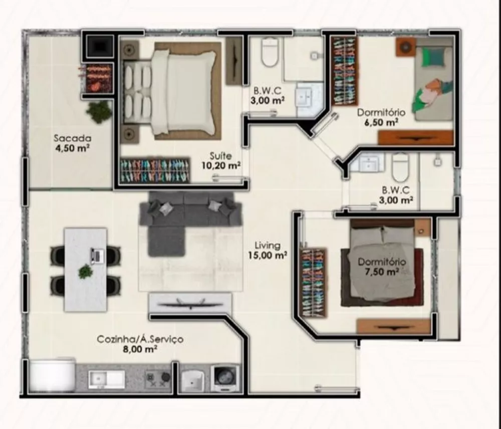 Apartamento, 2 quartos, 68 m² - Foto 2