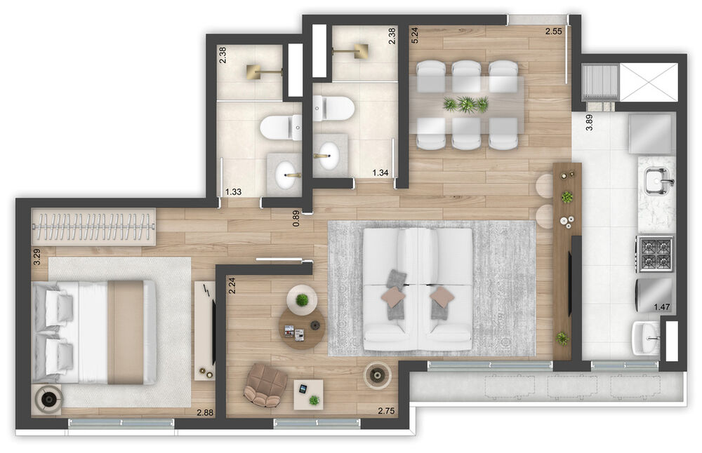 Apartamento, 2 quartos, 56 m² - Foto 4