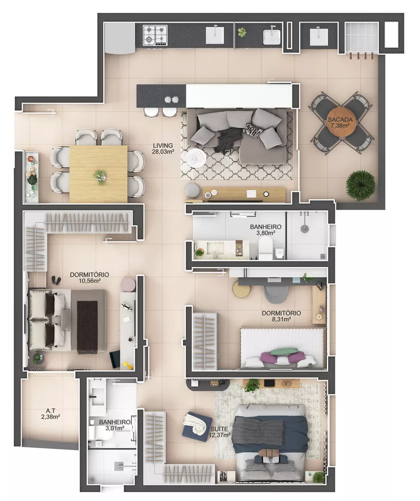 Apartamento, 2 quartos, 74 m² - Foto 16