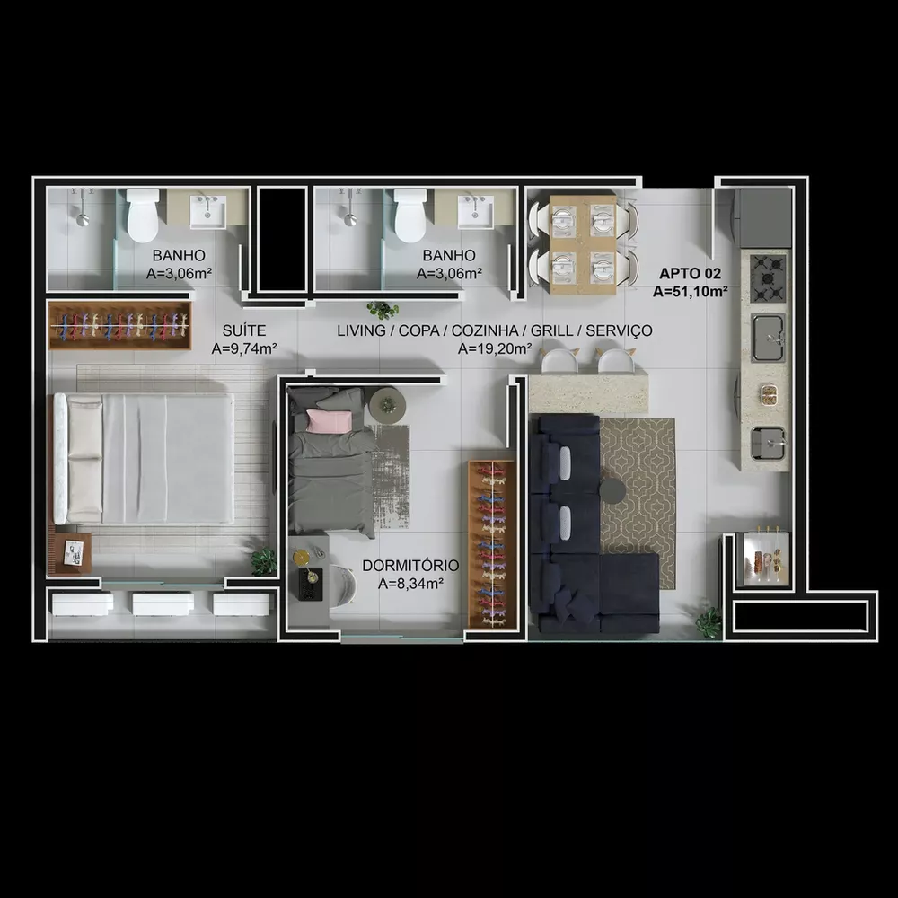 Apartamento, 1 quarto, 37 m² - Foto 8