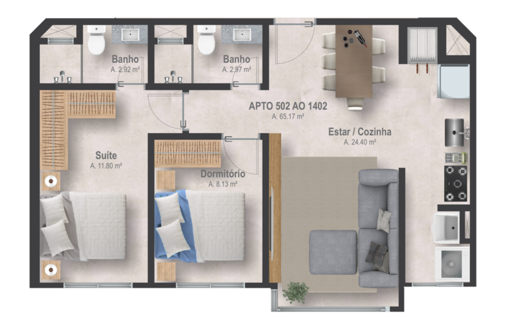 Apartamento, 1 quarto, 62 m² - Foto 3