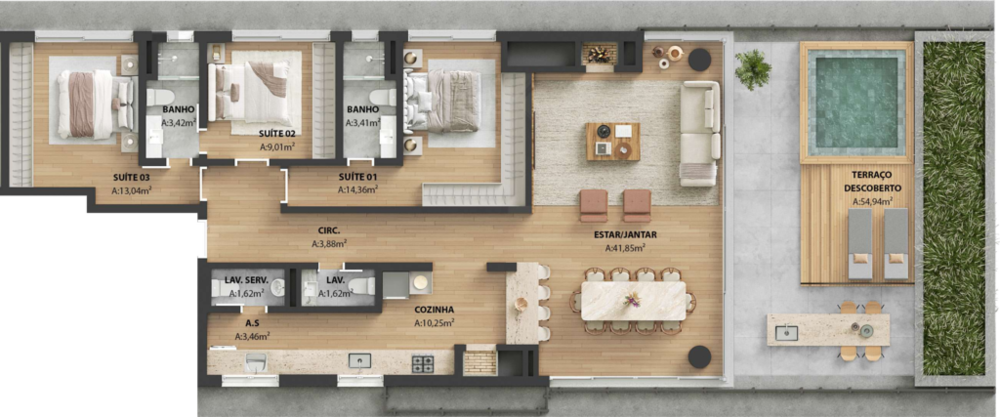 Apartamento à venda com 2 quartos, 156m² - Foto 4