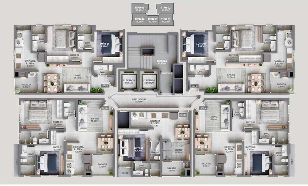 Apartamento, 1 quarto, 43 m² - Foto 2