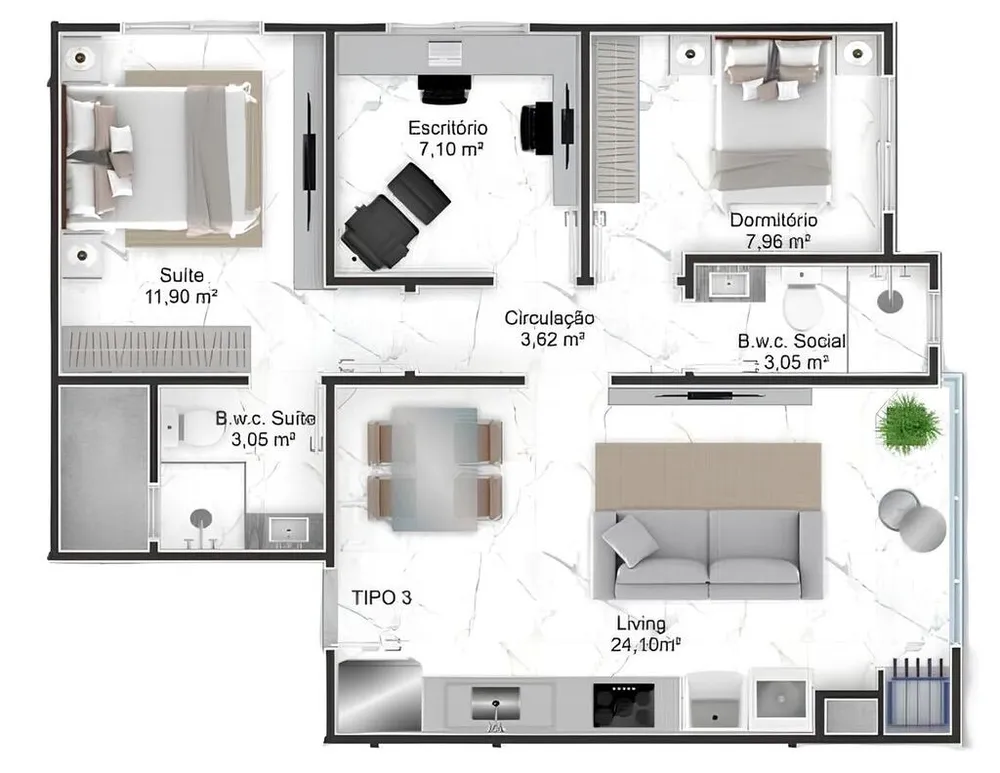 Apartamento, 3 quartos, 69 m² - Foto 8