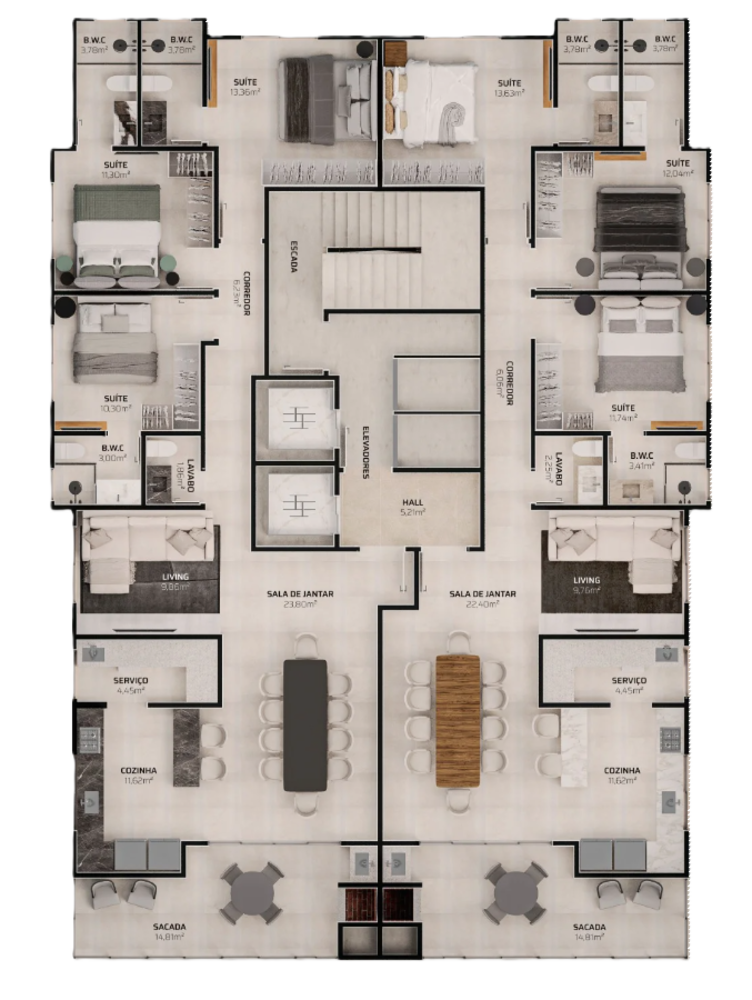 Apartamento, 3 quartos, 131 m² - Foto 2