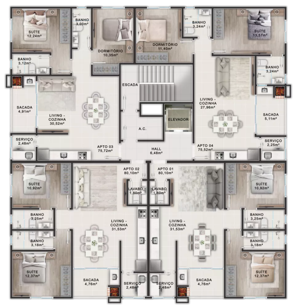 Apartamento, 2 quartos, 75 m² - Foto 1
