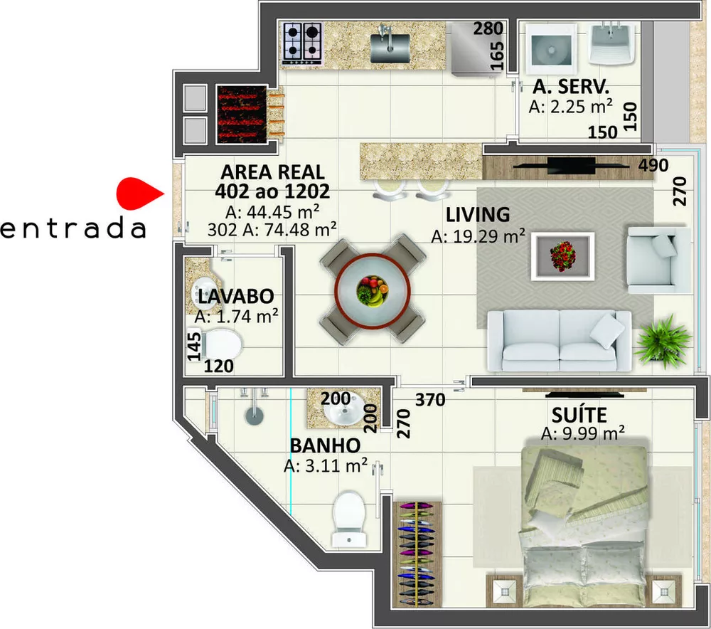 Apartamento à venda com 1 quarto, 44m² - Foto 8