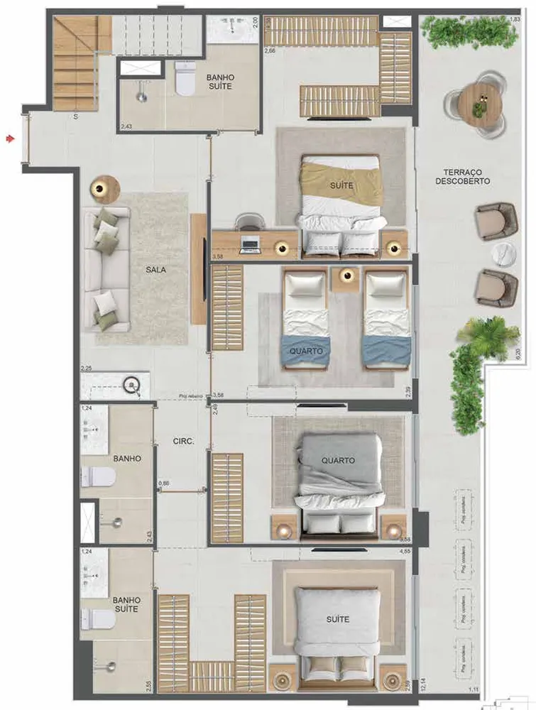 Apartamento, 3 quartos, 106 m² - Foto 95