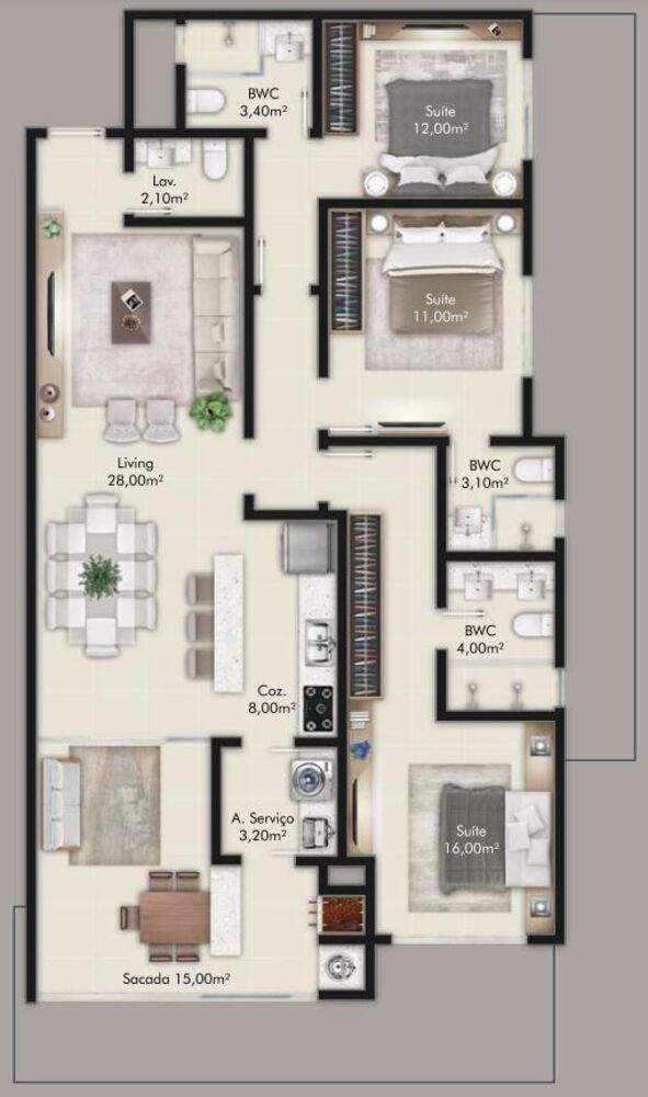 Apartamento, 3 quartos, 111 m² - Foto 4