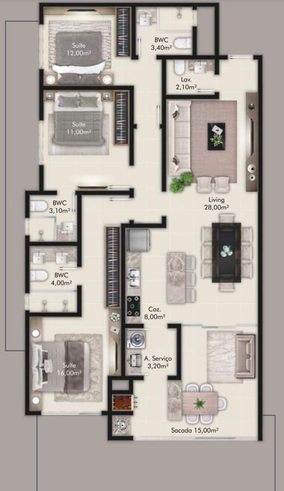 Apartamento, 3 quartos, 111 m² - Foto 1