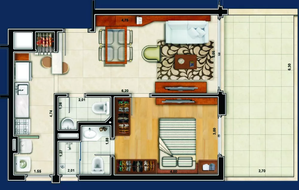 Apartamento, 1 quarto, 52 m² - Foto 5