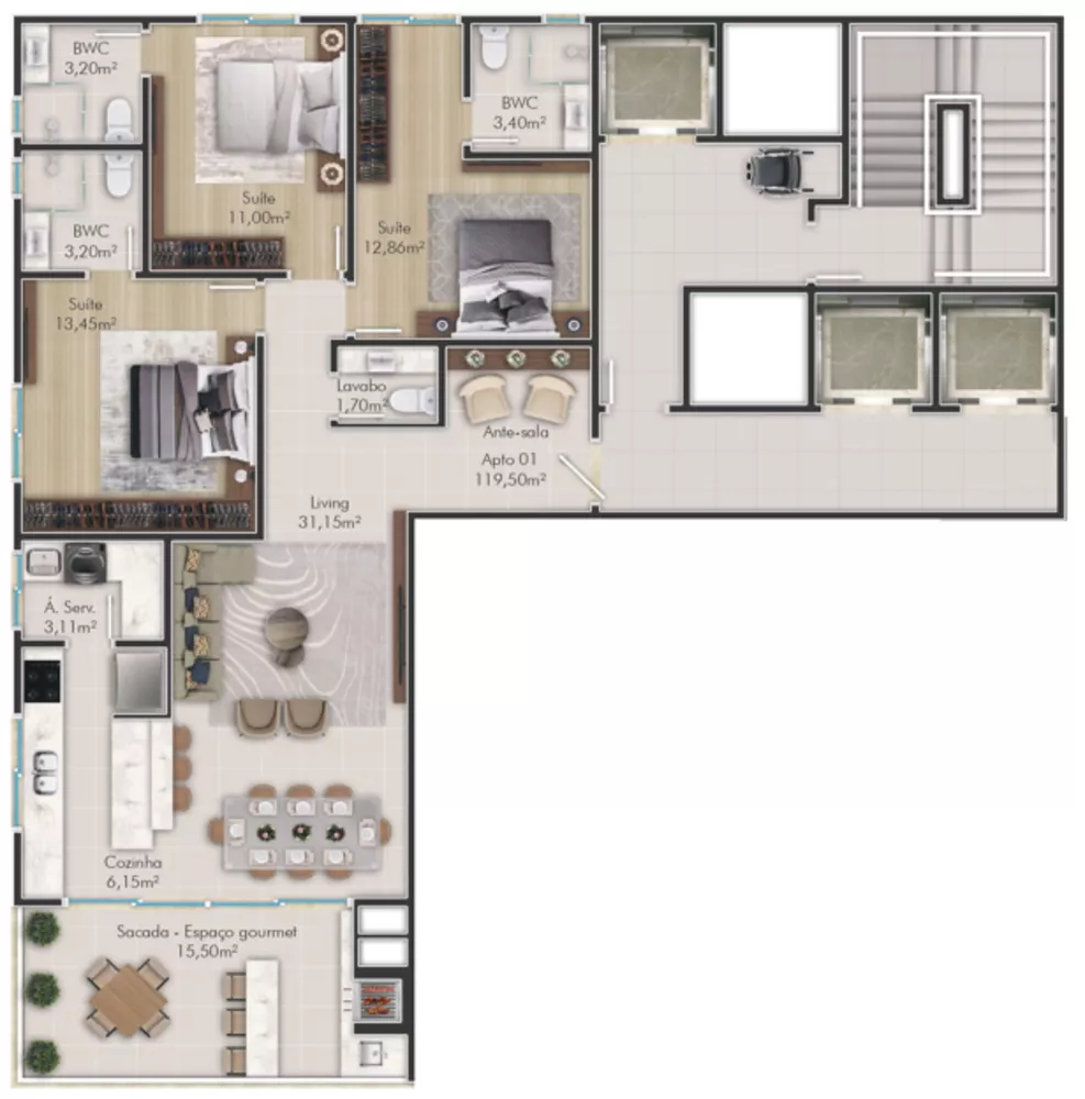 Apartamento, 3 quartos, 119 m² - Foto 7
