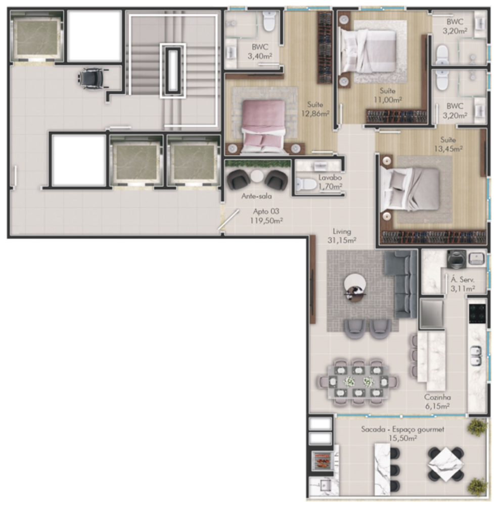 Apartamento, 3 quartos, 119 m² - Foto 8
