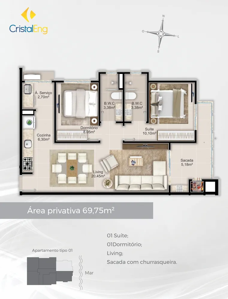 Apartamento, 2 quartos, 69 m² - Foto 13