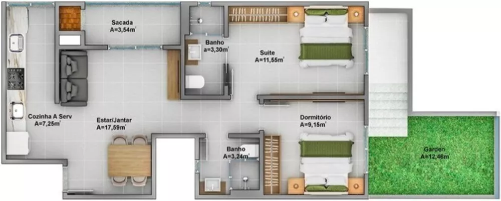 Apartamento, 2 quartos, 66 m² - Foto 2