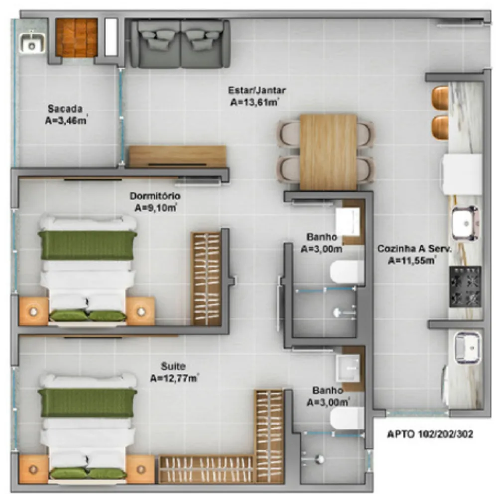 Apartamento, 2 quartos, 66 m² - Foto 7