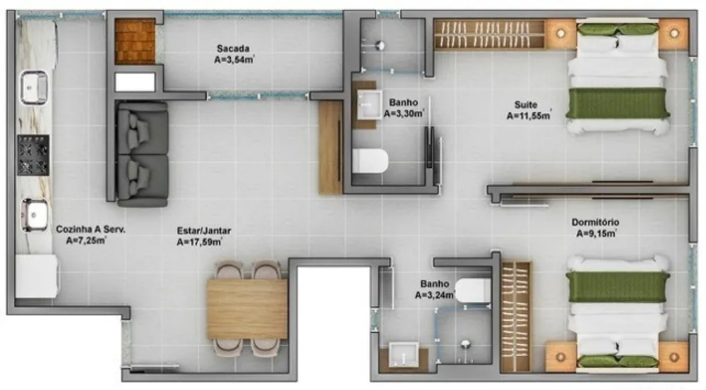 Apartamento, 2 quartos, 66 m² - Foto 12