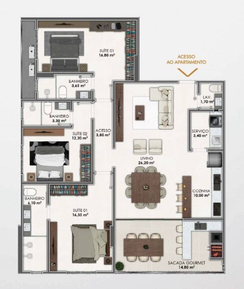 Apartamento, 3 quartos, 141 m² - Foto 1