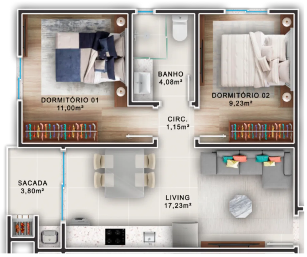 Apartamento, 2 quartos, 57 m² - Foto 8