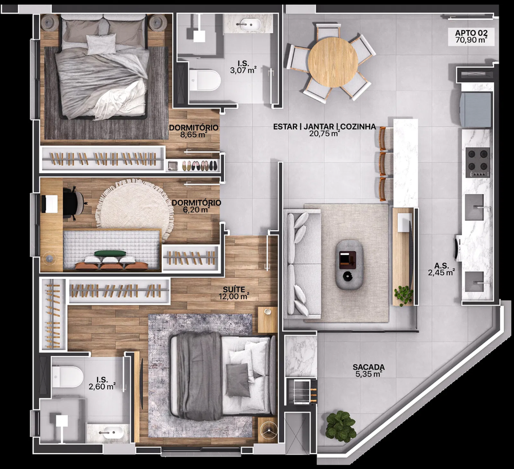 Apartamento, 3 quartos, 75 m² - Foto 4